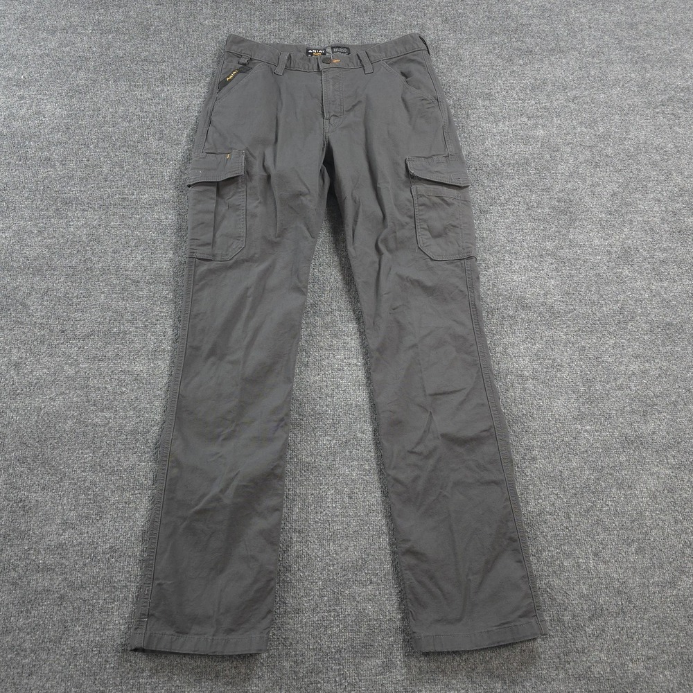 Ariat Pants Mens 33x36 Gray Rebar M4 Relaxed Straight Cargo Canvas Work Pants